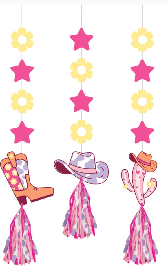 Boots and Bows Hanging Cutouts with Tassels 3ct
