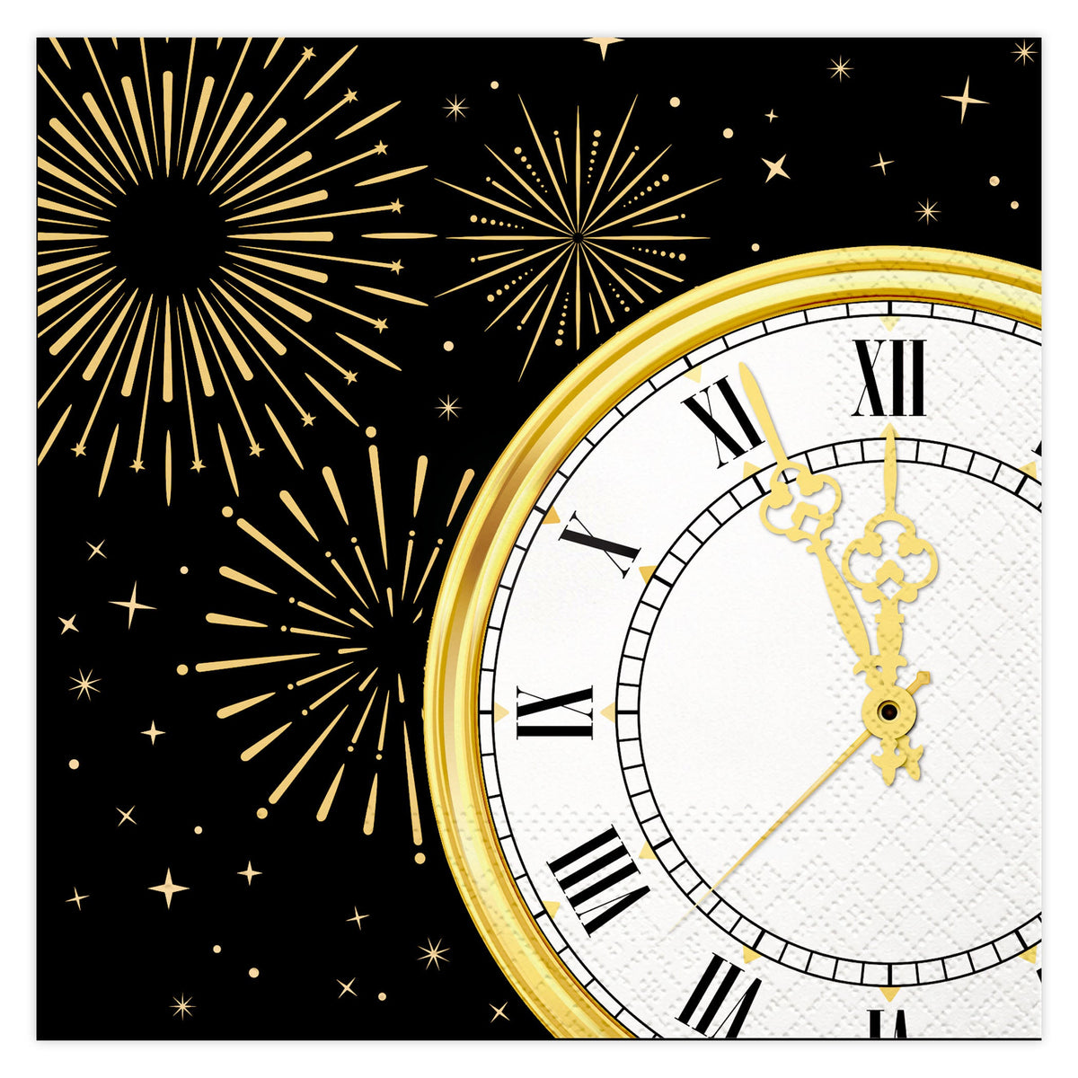 New Years Eve Clock 6.5 inch Lunch Napkins 16ct