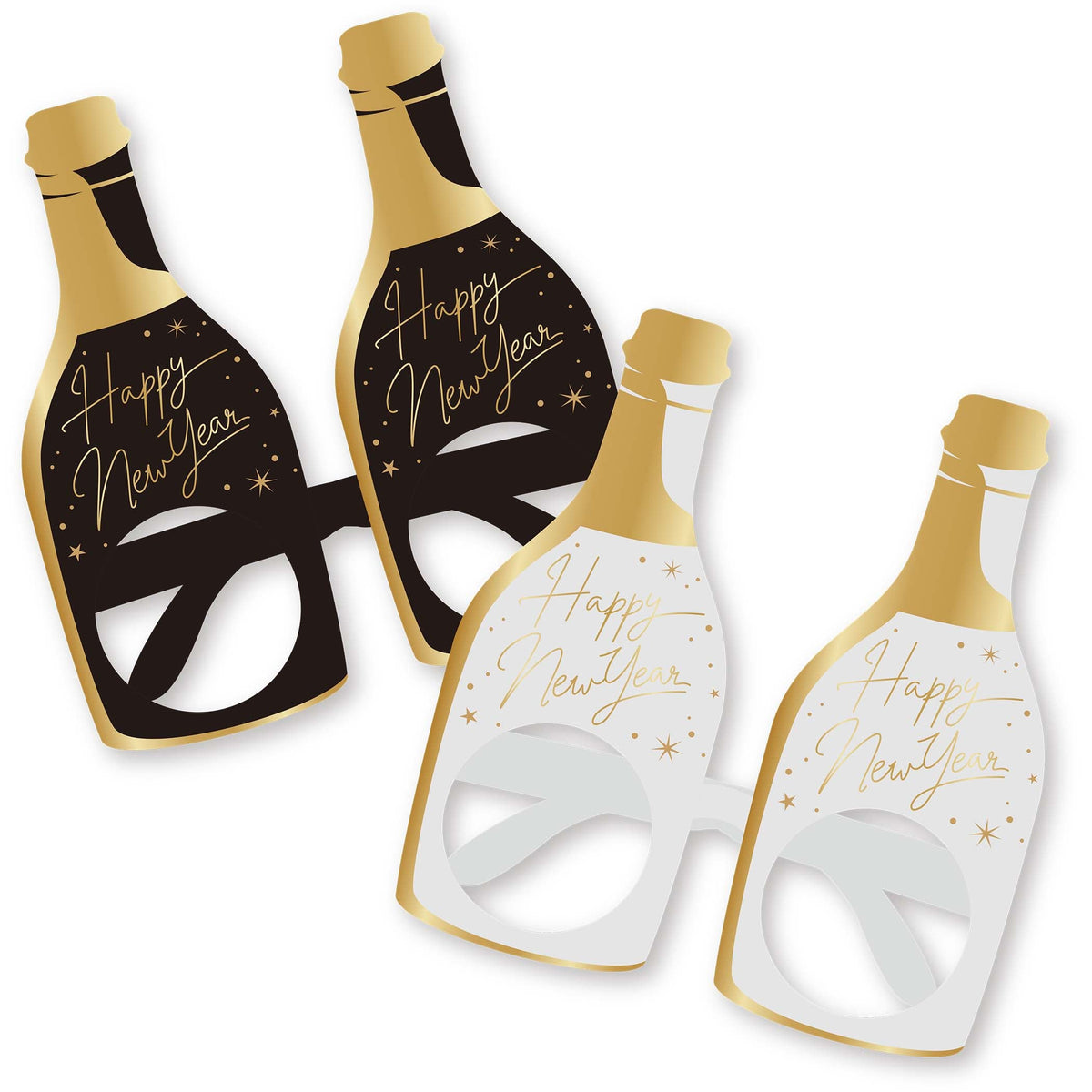 New Years Eve Paper Champagne Bottle Glasses 4ct