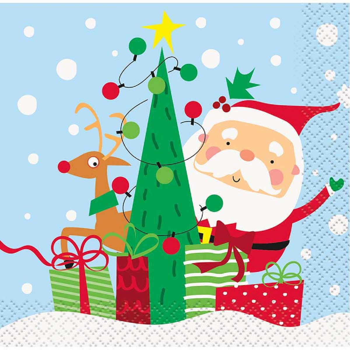 Servilletas para bebidas con diseño de Papá Noel, 16 unidades, de colores navideños