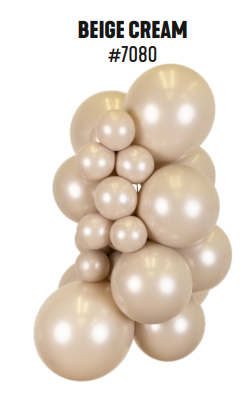 Kalisan Aura Beige Cream latex balloon color cluster showing the shade across multiple balloon sizes