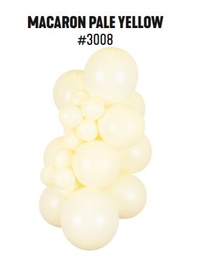 Kalisan Macaron Pale Yellow latex balloon color cluster showing the shade across multiple balloon sizes