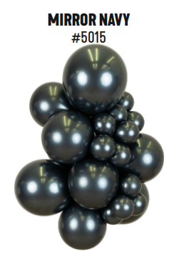 Kalisan Mirror Navy latex balloon color cluster showing the shade across multiple balloon sizes