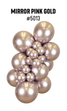 Kalisan Mirror Pink Gold latex balloon color cluster showing the shade across multiple balloon sizes