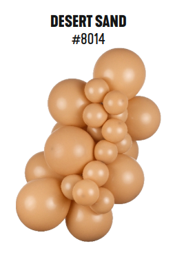 Kalisan Retro Desert Sand latex balloon color cluster showing the shade across multiple balloon sizes