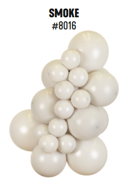 Kalisan Retro Smoke latex balloon color cluster showing the shade across multiple balloon sizes