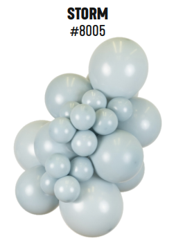 Kalisan Retro Storm latex balloon color cluster showing the shade across multiple balloon sizes