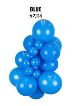 Kalisan Standard Blue latex balloon color cluster showing the shade across multiple balloon sizes