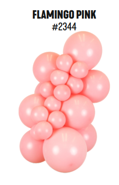 Kalisan Standard Flamingo Pink latex balloon color cluster showing the shade across multiple balloon sizes