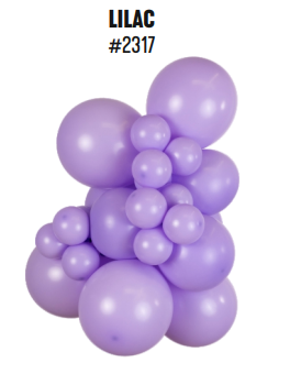Kalisan Standard Lilac latex balloon color cluster showing the shade across multiple balloon sizes