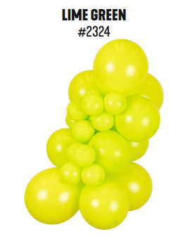 Kalisan Standard Lime Green latex balloon color cluster showing the shade across multiple balloon sizes