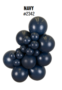 Kalisan Standard Navy latex balloon color cluster showing the shade across multiple balloon sizes