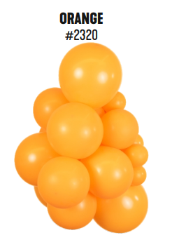 Kalisan Standard Orange latex balloon color cluster showing the shade across multiple balloon sizes
