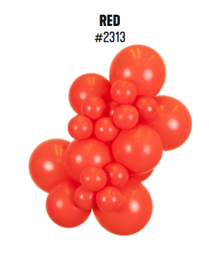 Kalisan Standard Red latex balloon color cluster showing the shade across multiple balloon sizes