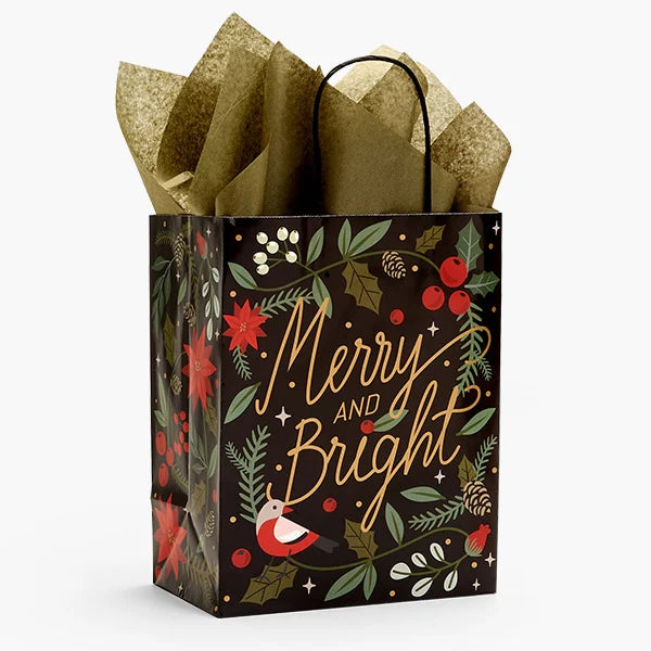 Christmas Holiday Botanicals Large Paper Gift Bag 1ct