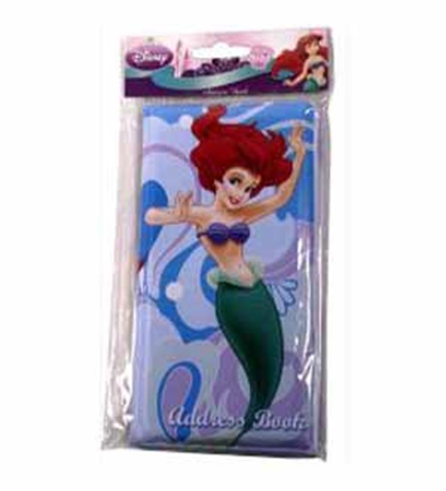 Little Mermaid foam address book with colorful Ariel design and blue background.