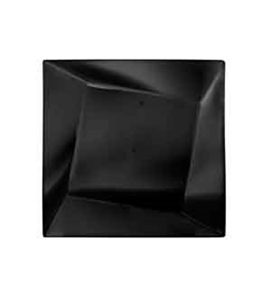 Set of ten black 6.5-inch square plates with a modern angular design.