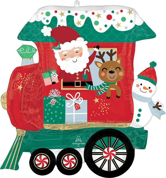 Globo de aluminio de 28 pulgadas con anagrama navideño North Pole Express, 1 unidad