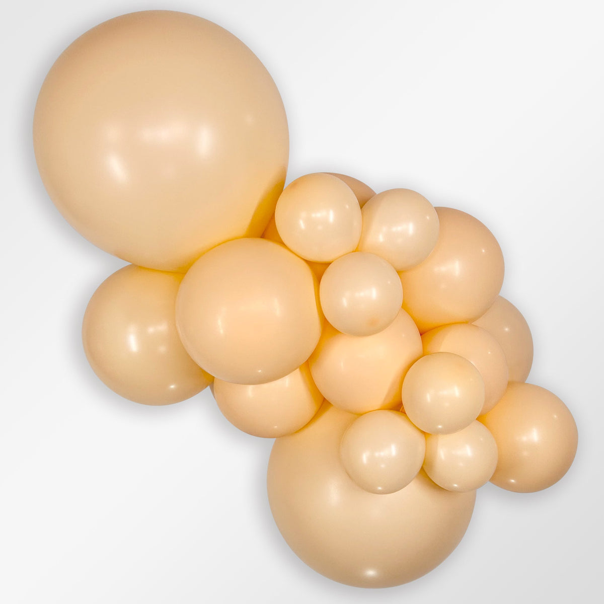 Sempertex Pastel Matte Malibu Peach latex balloon color cluster showing the shade across multiple balloon sizes