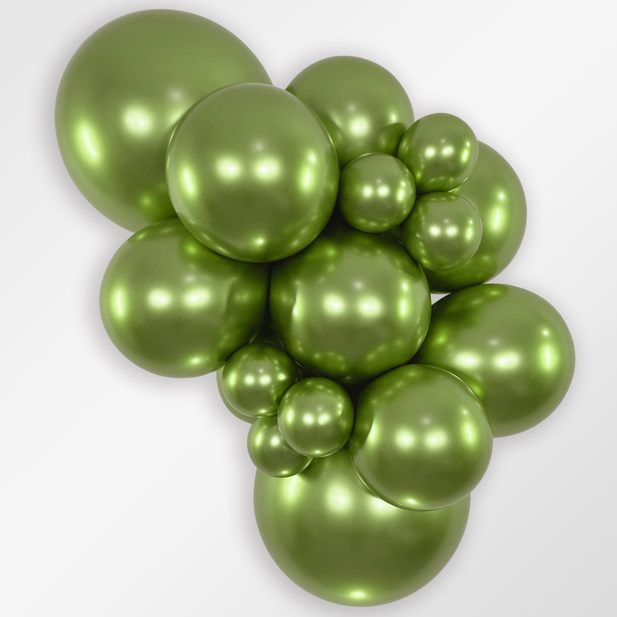 Sempertex Reflex Key Lime latex balloon color cluster showing the shade across multiple balloon sizes