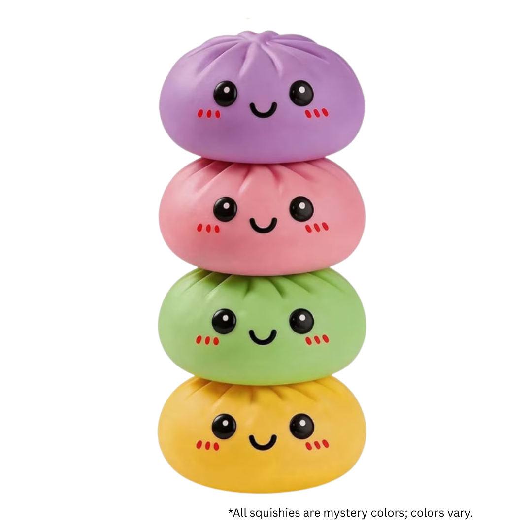 3.4 inch Happy Face Dumpling Squishy Toy 1ct