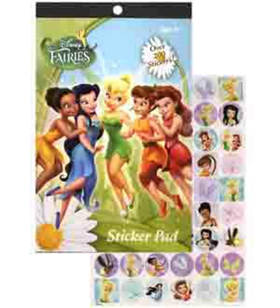 Tinkerbell sticker pad featuring four sheets with 200 colorful Disney fairy character stickers on glossy paper.