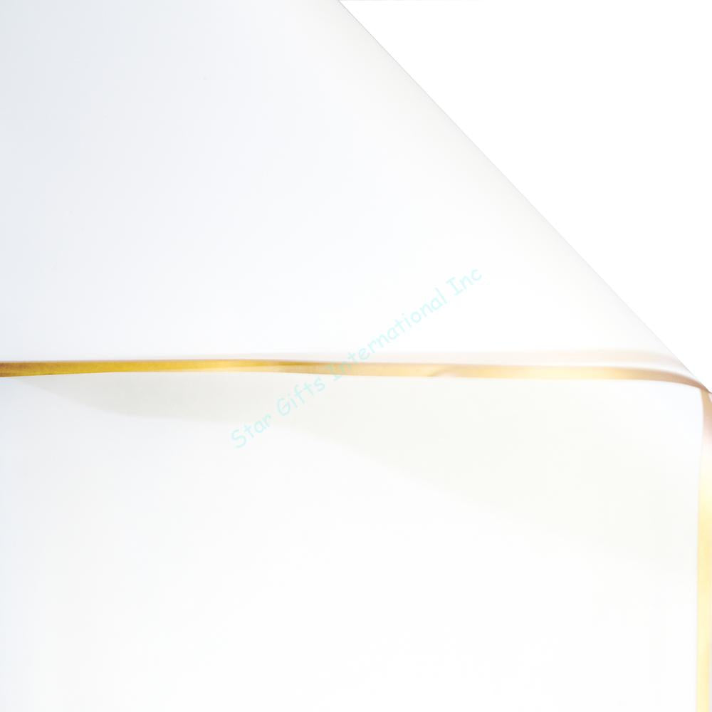 White wrapping paper sheets with delicate gold edges, 20 count pack.