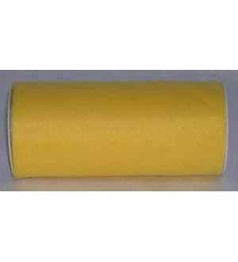 Roll of maize yellow nylon tulle fabric, 6 inches wide and 25 yards long.