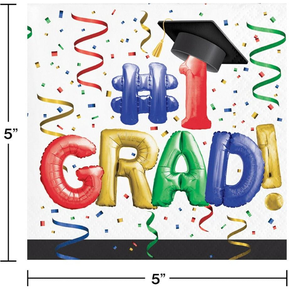 #1 Grad Beverage Napkin 16ct - Toy World Inc