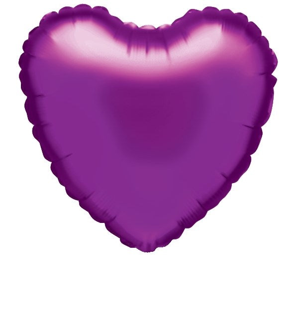 Shiny purple heart-shaped foil balloon with smooth metallic finish, 18-inch size.