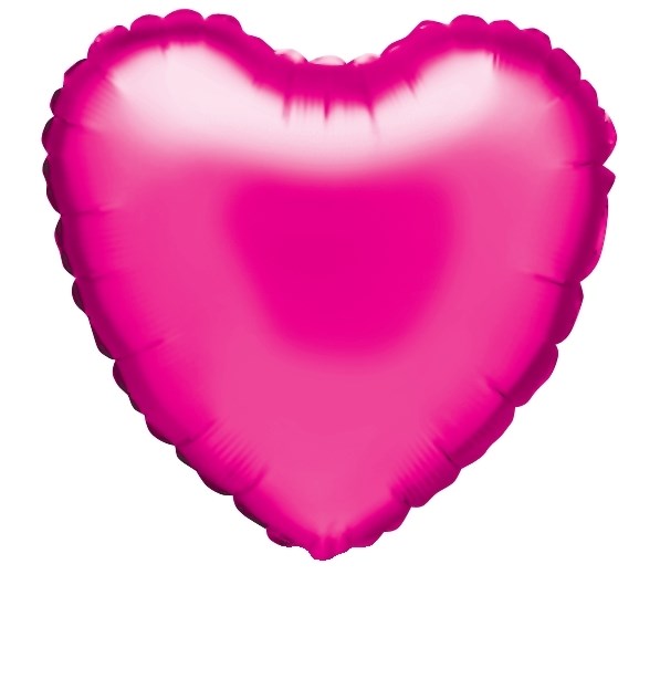 Shiny magenta heart-shaped foil balloon, 18-inch size with scalloped edges.