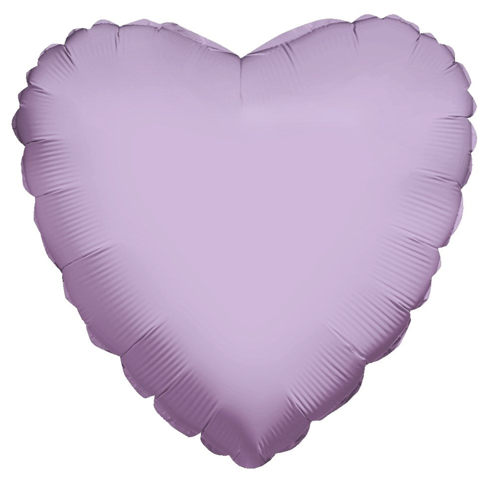 Lavender pastel pearlized heart-shaped 18-inch foil balloon with scalloped edges.