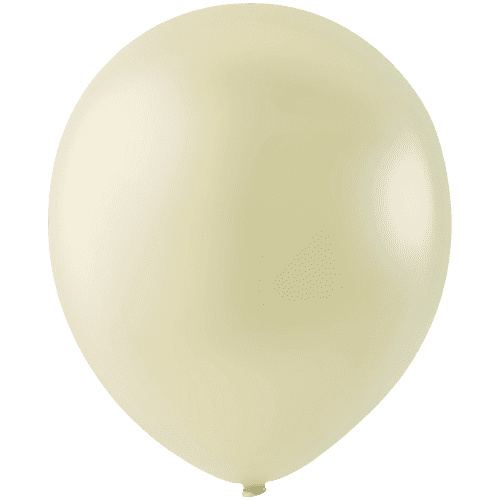 Ivory-colored round latex balloon, 12-inch size with a smooth glossy surface.