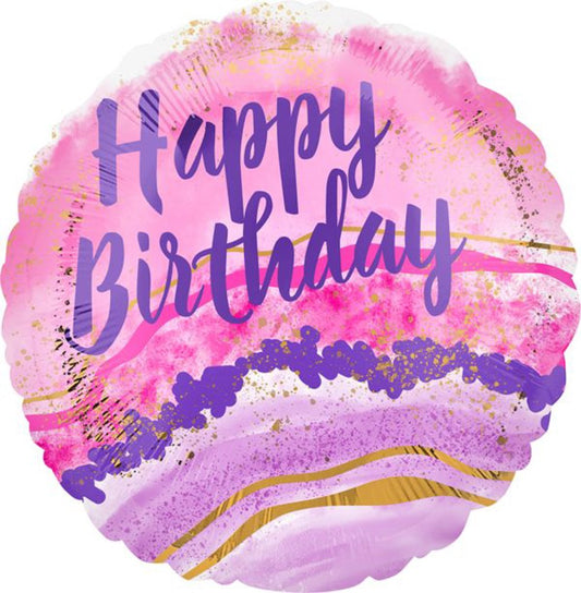 Anagram Birthday Watercolor Marble 17in Foil Balloon