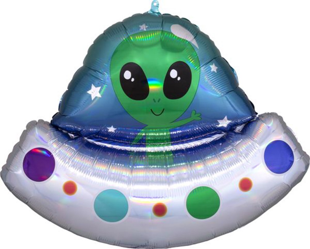 Globo de aluminio iridiscente de 28 pulgadas de Anagram Alien Space Sh –  Toy World Inc