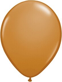 11-inch mocha brown latex balloon with a smooth, glossy surface and standard round shape.