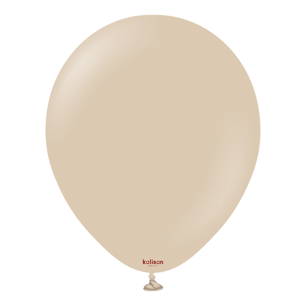 36-inch round latex balloon in a soft hazelnut beige color with a glossy finish.