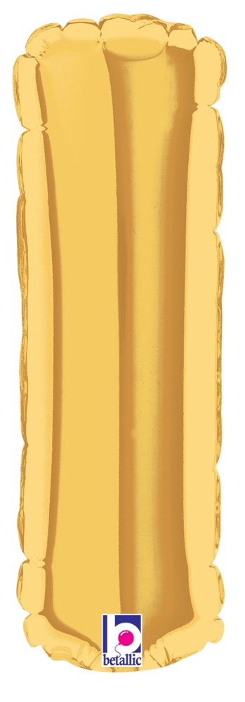 Gold foil air-filled balloon shaped like a 7-inch rectangular strip with scalloped edges.