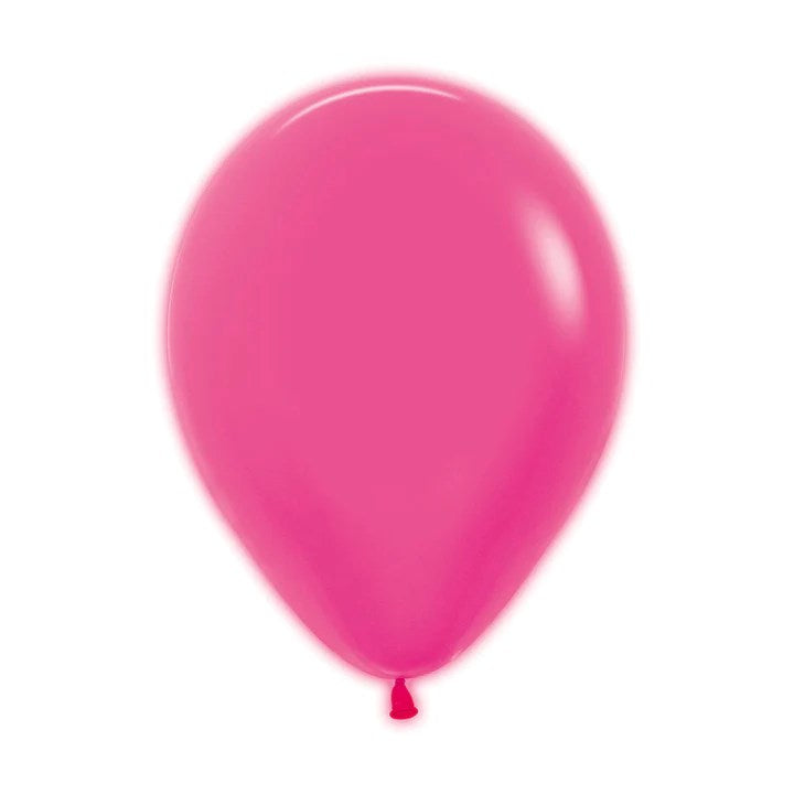 Bright neon fuchsia 11-inch latex balloon with a smooth, glossy finish and rounded teardrop shape.