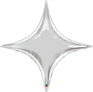 40-inch silver star-shaped flat foil balloon with reflective surface and pointed tips.