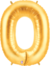 34-inch gold foil balloon shaped like the number 0 with a shiny metallic finish.