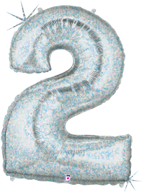 34-inch holographic silver foil balloon shaped like the number 2.