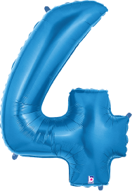 34-inch metallic blue foil balloon shaped like the number 4.