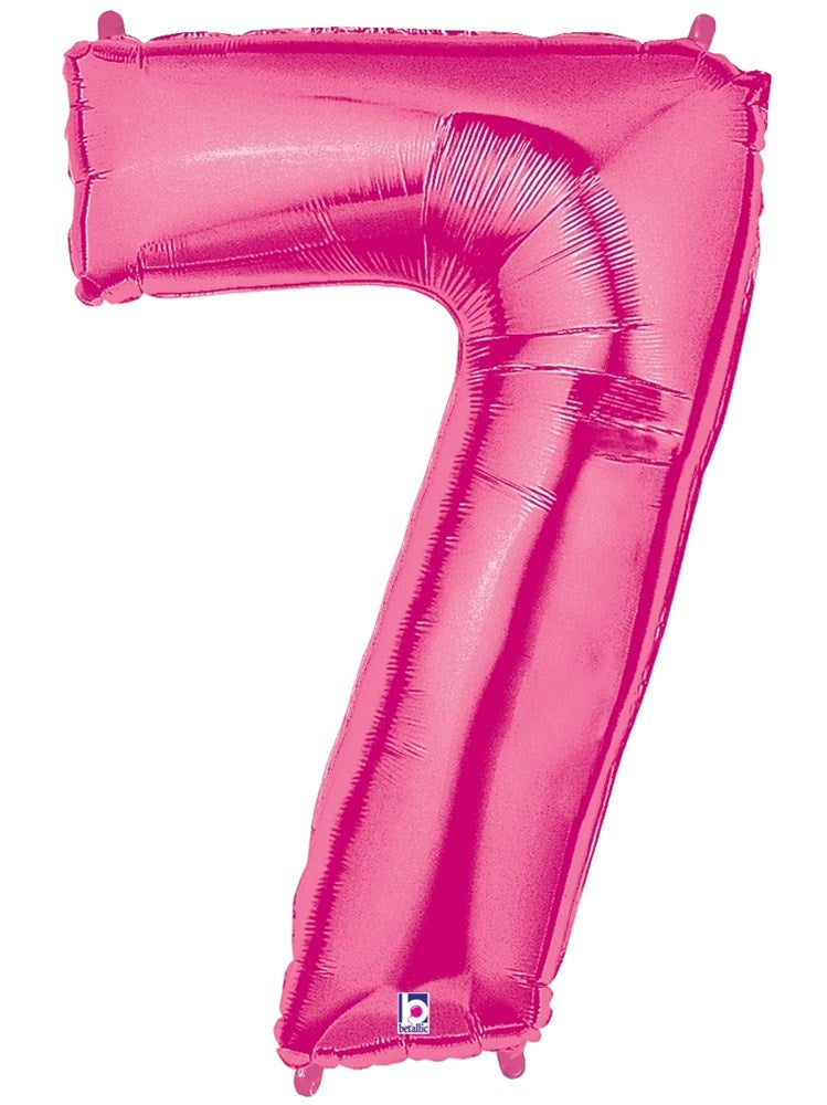 Betallic Number 7 Pink 34 inch Shaped Foil Balloon Packaged 1ct