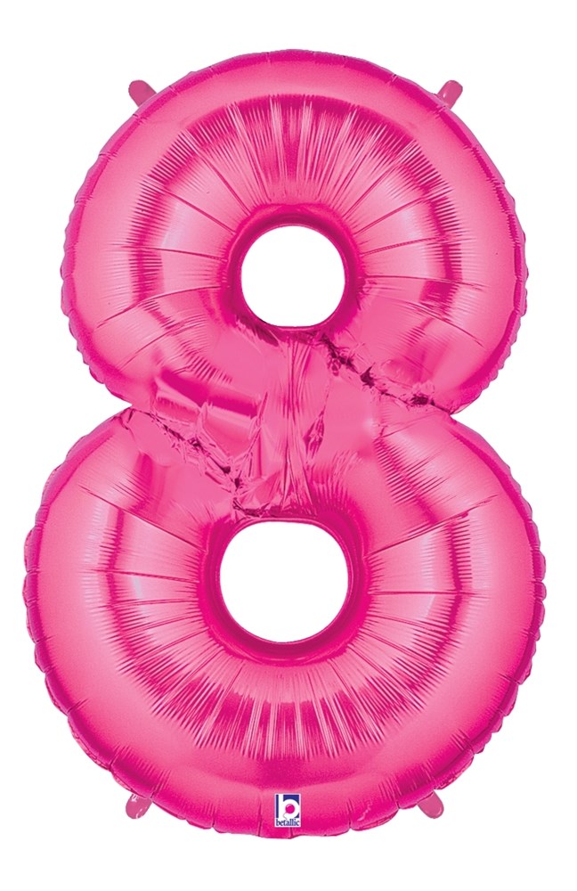 Globo de aluminio con forma Betallic 8 de 34 pulgadas en color rosa, en bolsa de plástico, 1 unidad