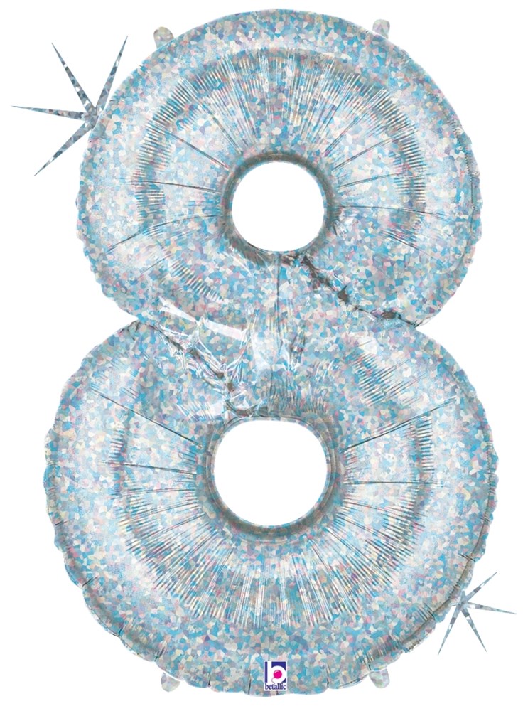 Globo de aluminio con forma holográfica, número 8, de Betallic, de 34 pulgadas, 1 unidad