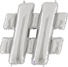 Silver foil balloon shaped like a double vertical bar symbol, 34 inches tall.