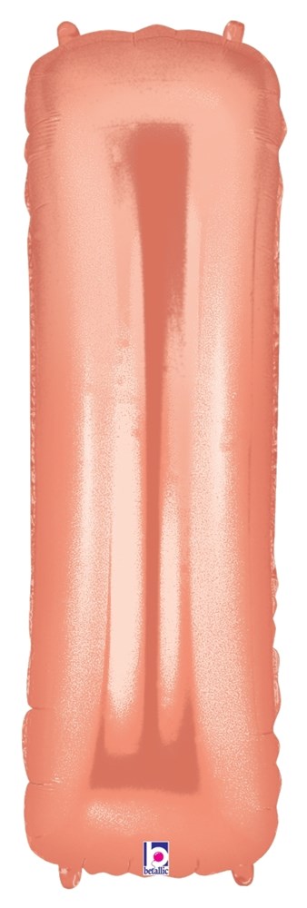 Betallic Letter I Rose Gold 34 inch Shaped Foil Balloon Packaged 1ct