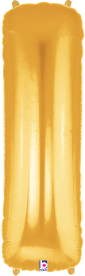 Betallic Letter I Gold 34 inch Shaped Foil Balloon Packaged 1ct image