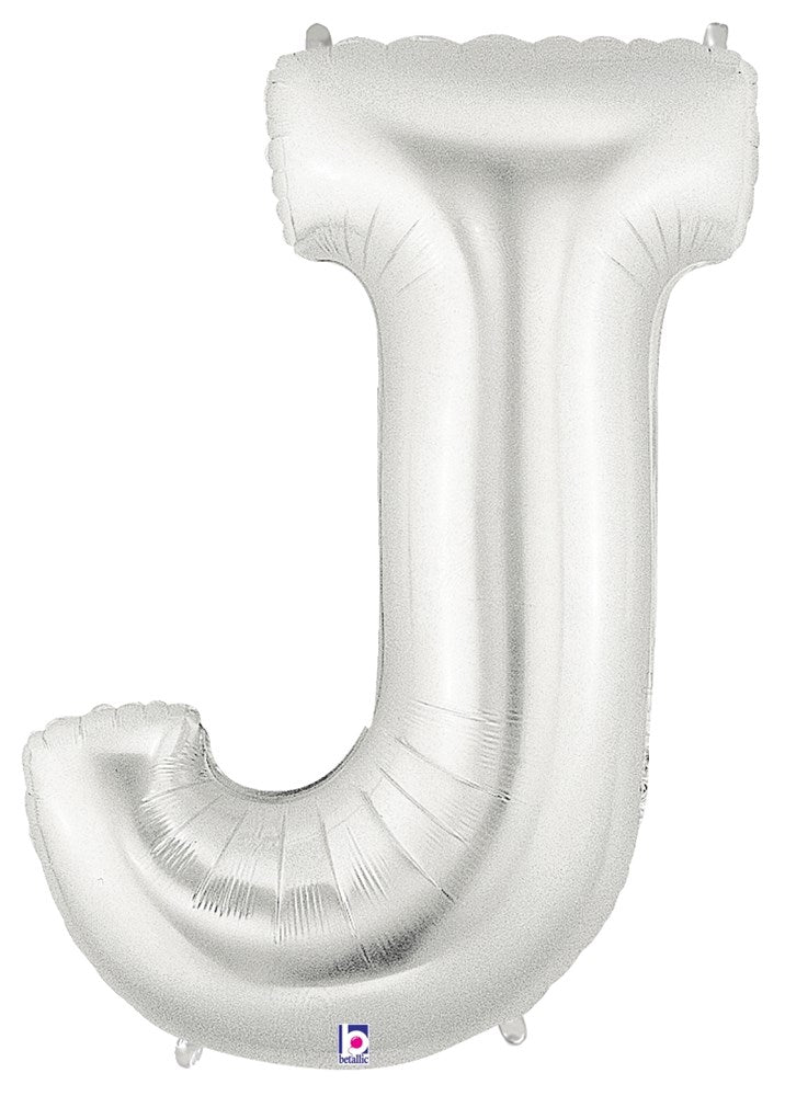 Globo de aluminio con forma de Betallic J Silver de 34 pulgadas, 1 unidad